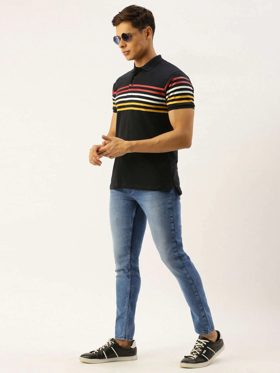 Men's Blue Slim Fit Solid Low-Rise Stretchable Jeans - Image 5