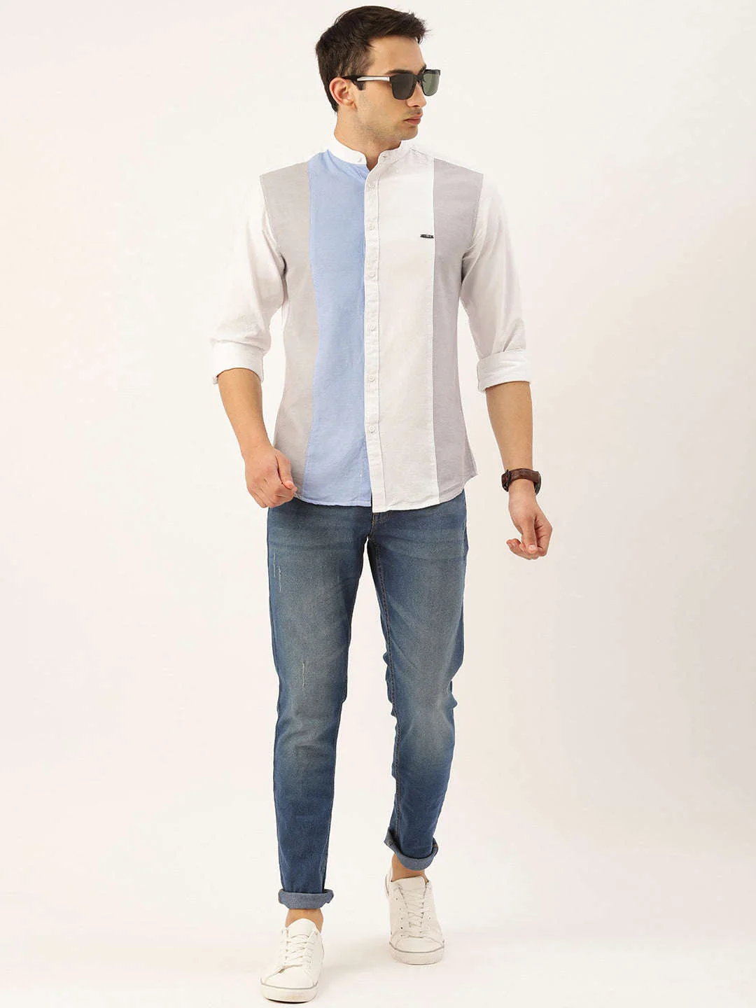 Men's Blue Slim Fit Solid Low-Rise Stretchable Jeans - Image 5
