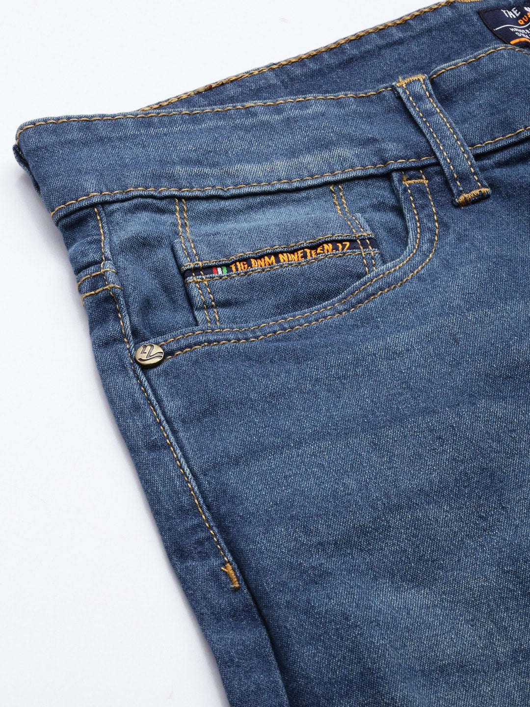Men's Blue Slim Fit Solid Low-Rise Stretchable Jeans - Image 6