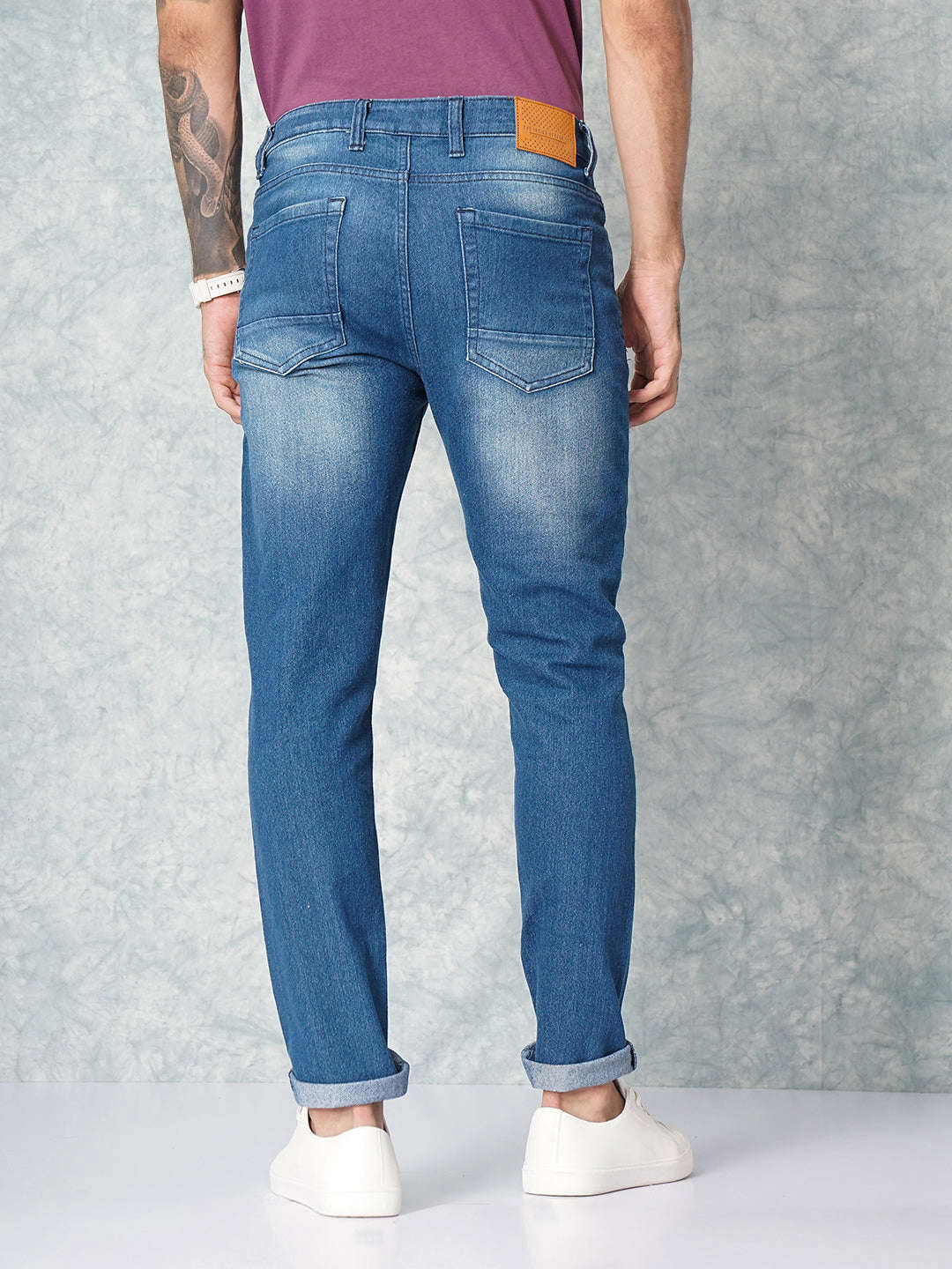 Men's Blue Slim Fit Solid Casual Jeans - Image 8