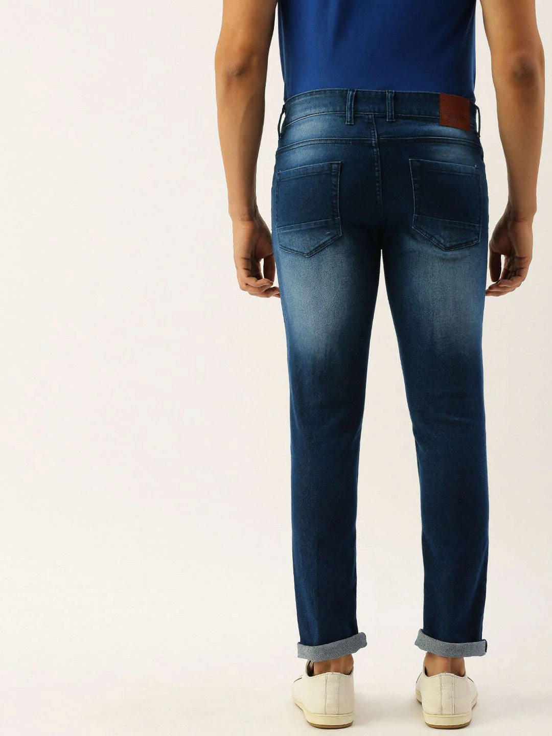 Men's Blue Slim Fit Solid Low-Rise Stretchable Jeans - Image 3