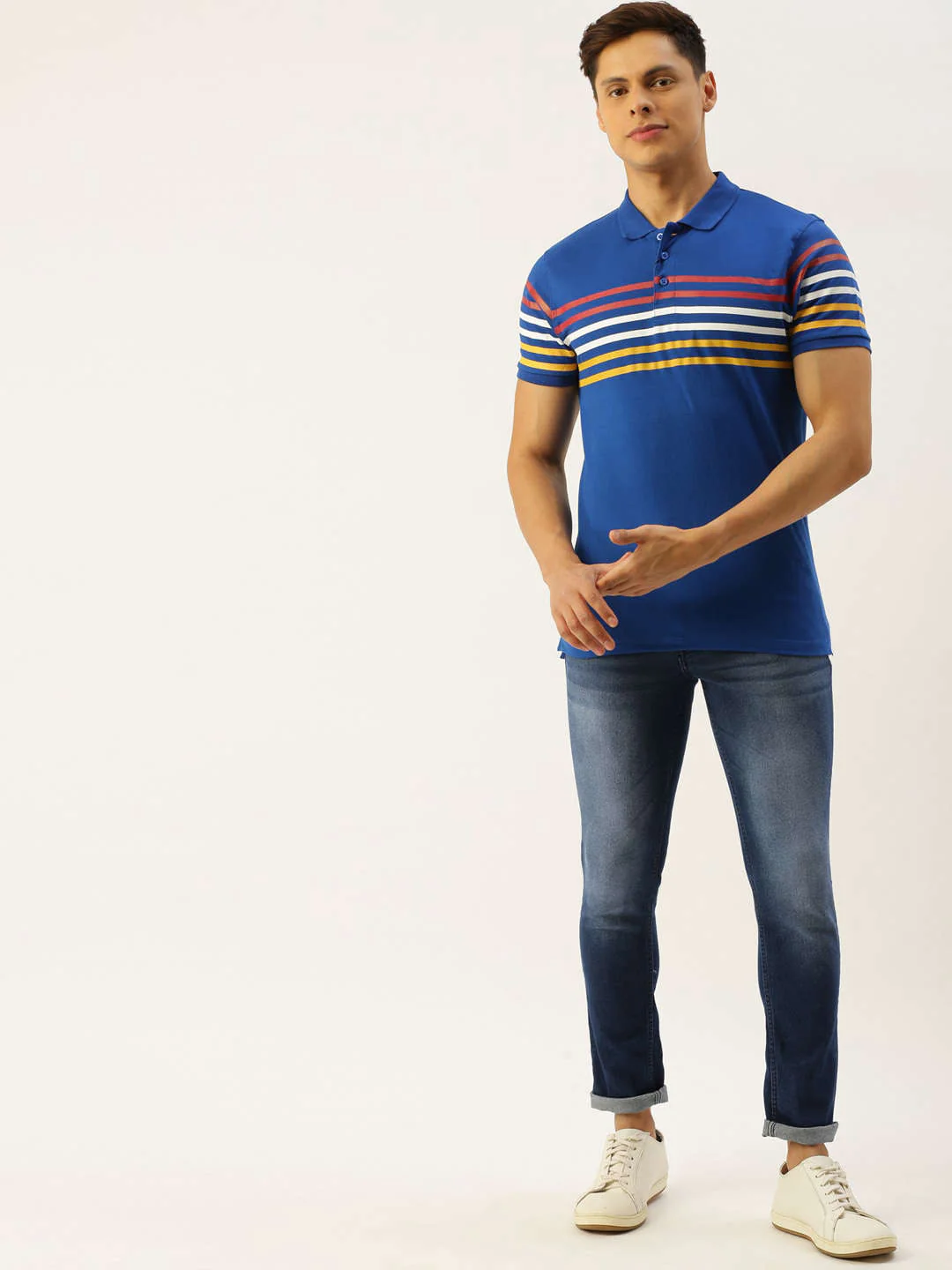 Men's Blue Slim Fit Solid Low-Rise Stretchable Jeans - Image 5