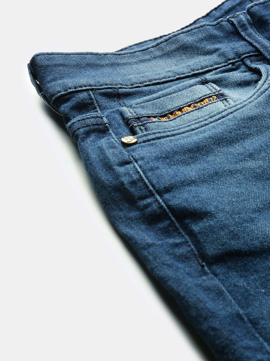 Men's Blue Slim Fit Solid Low-Rise Stretchable Jeans - Image 6
