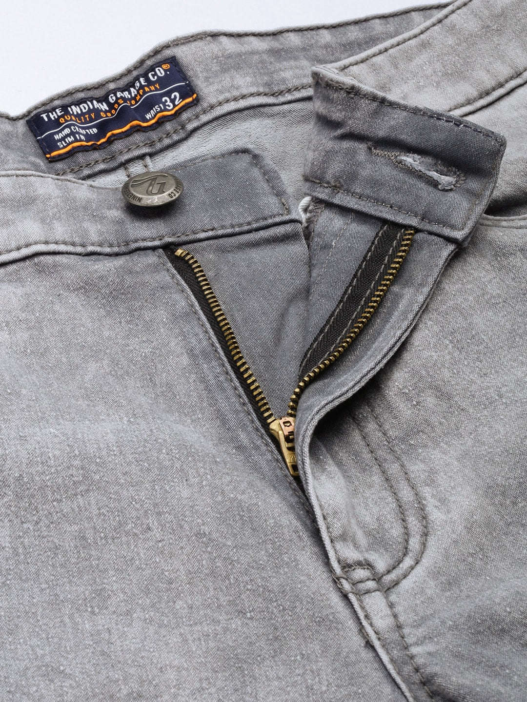 Men's Grey Slim Fit Solid Mid-Rise Stretchable Jeans - Image 5