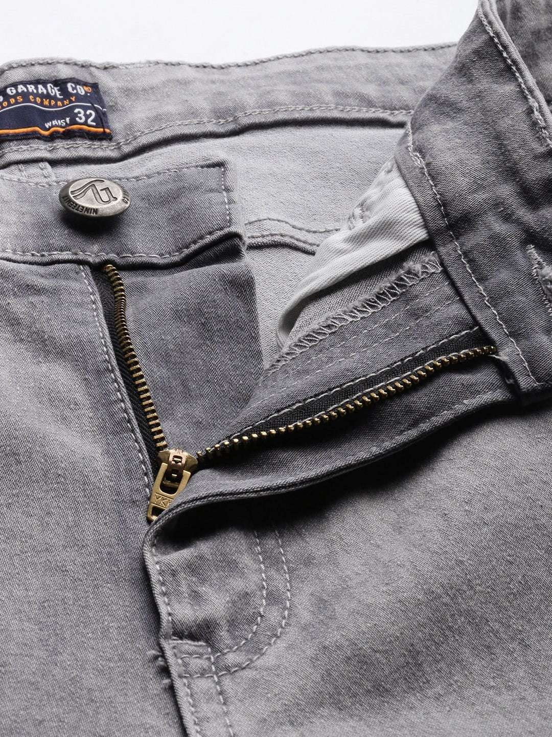 Men's Grey Slim Fit Solid Mid-Rise Stretchable Jeans - Image 5
