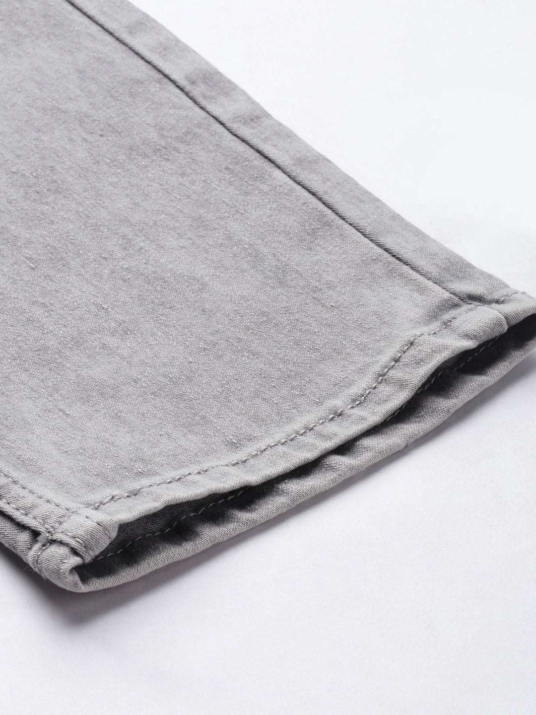 Men's Grey Slim Fit Solid Mid-Rise Stretchable Jeans - Image 7