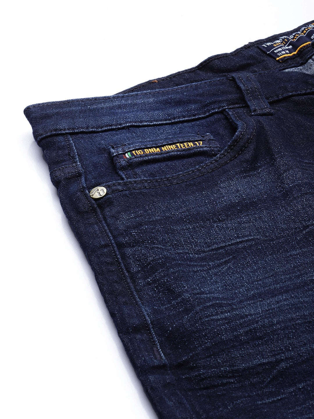 Men's Blue Slim Fit Solid Mid-Rise Stretchable Jeans - Image 6