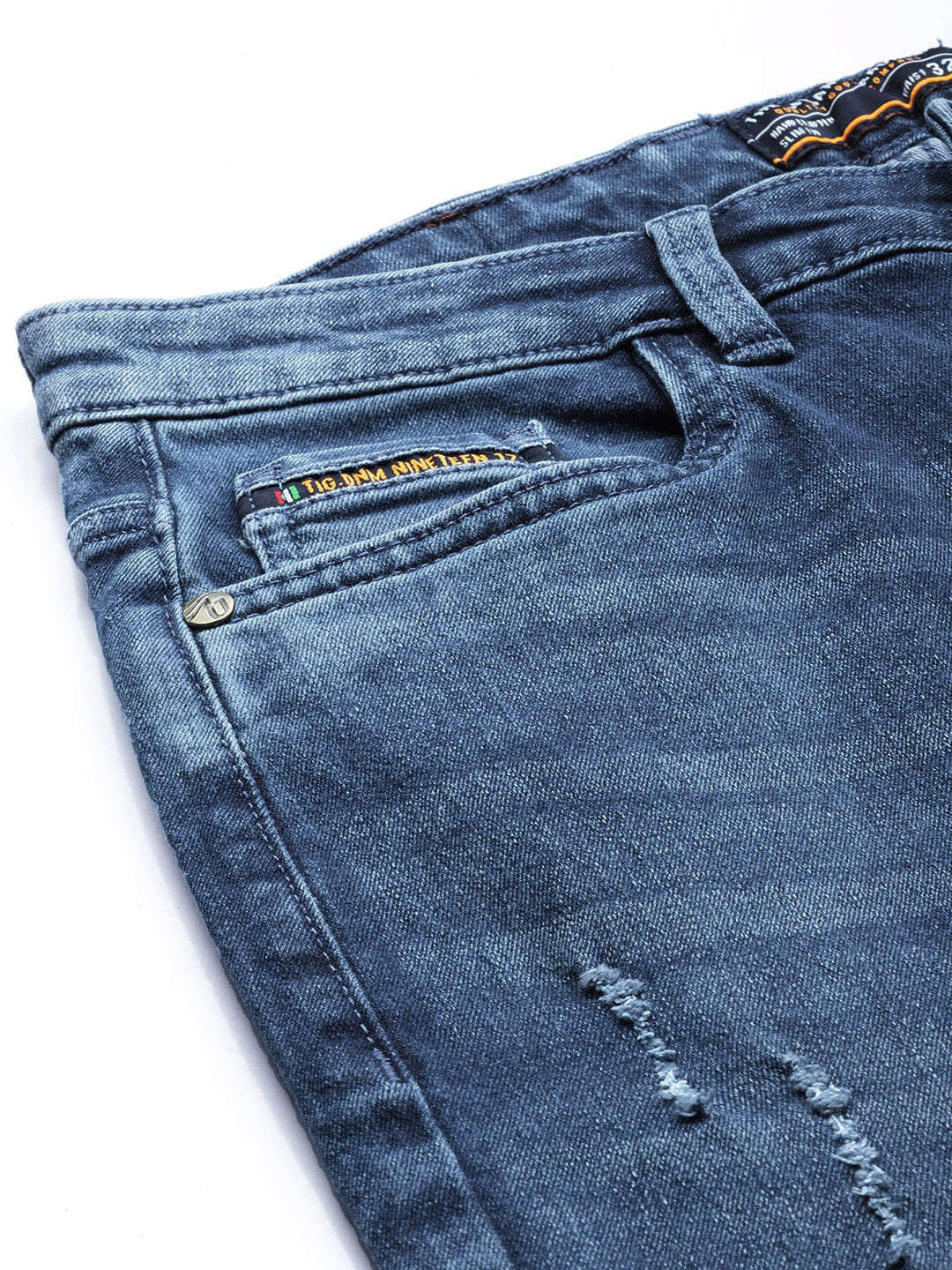 Men's Blue Slim Fit Solid Mid-Rise Stretchable Jeans - Image 6
