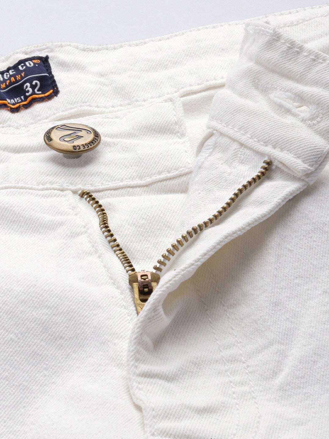 Men's White Slim Fit Paint Splash Casual Jeans - Image 4