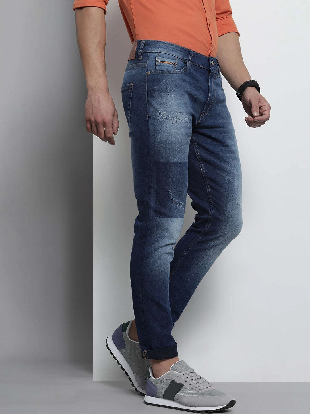 Men's Blue Slim Fit Solid Casual Jeans