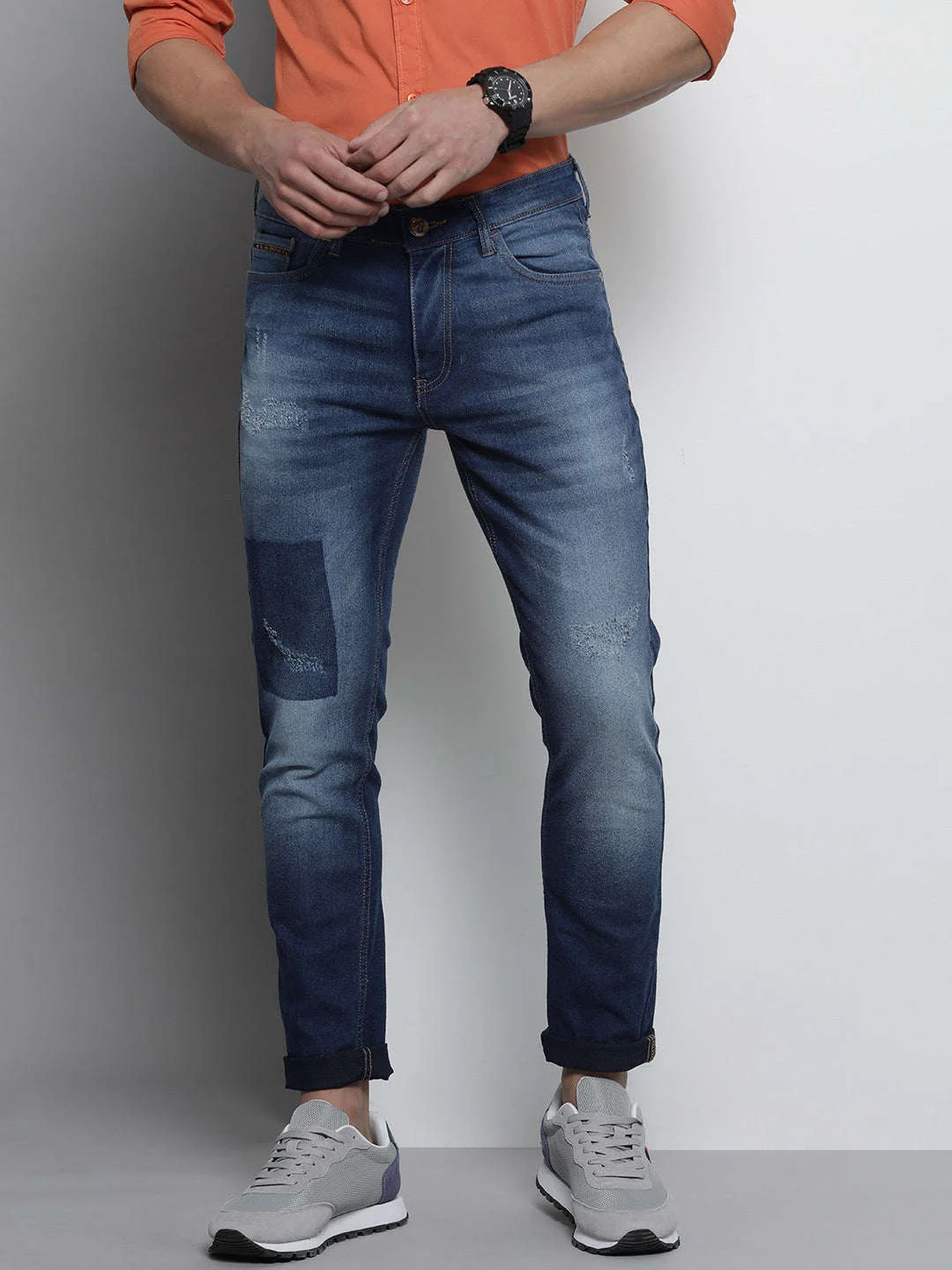 Men's Blue Slim Fit Solid Casual Jeans - Image 2