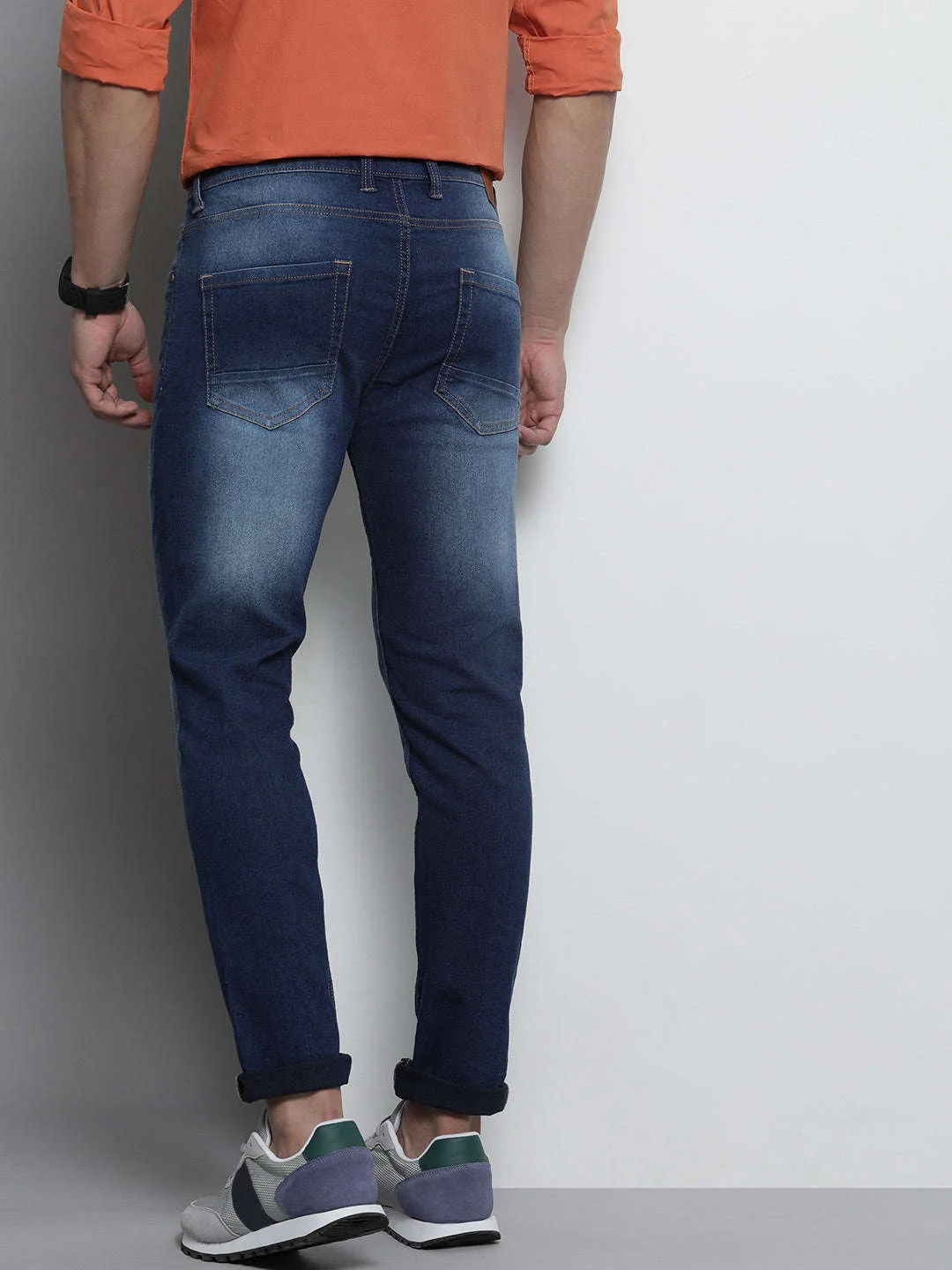 Men's Blue Slim Fit Solid Casual Jeans - Image 3