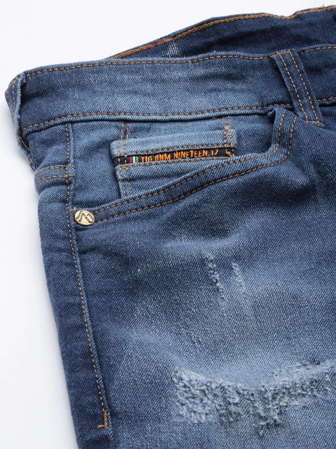 Men's Blue Slim Fit Solid Casual Jeans - Image 6