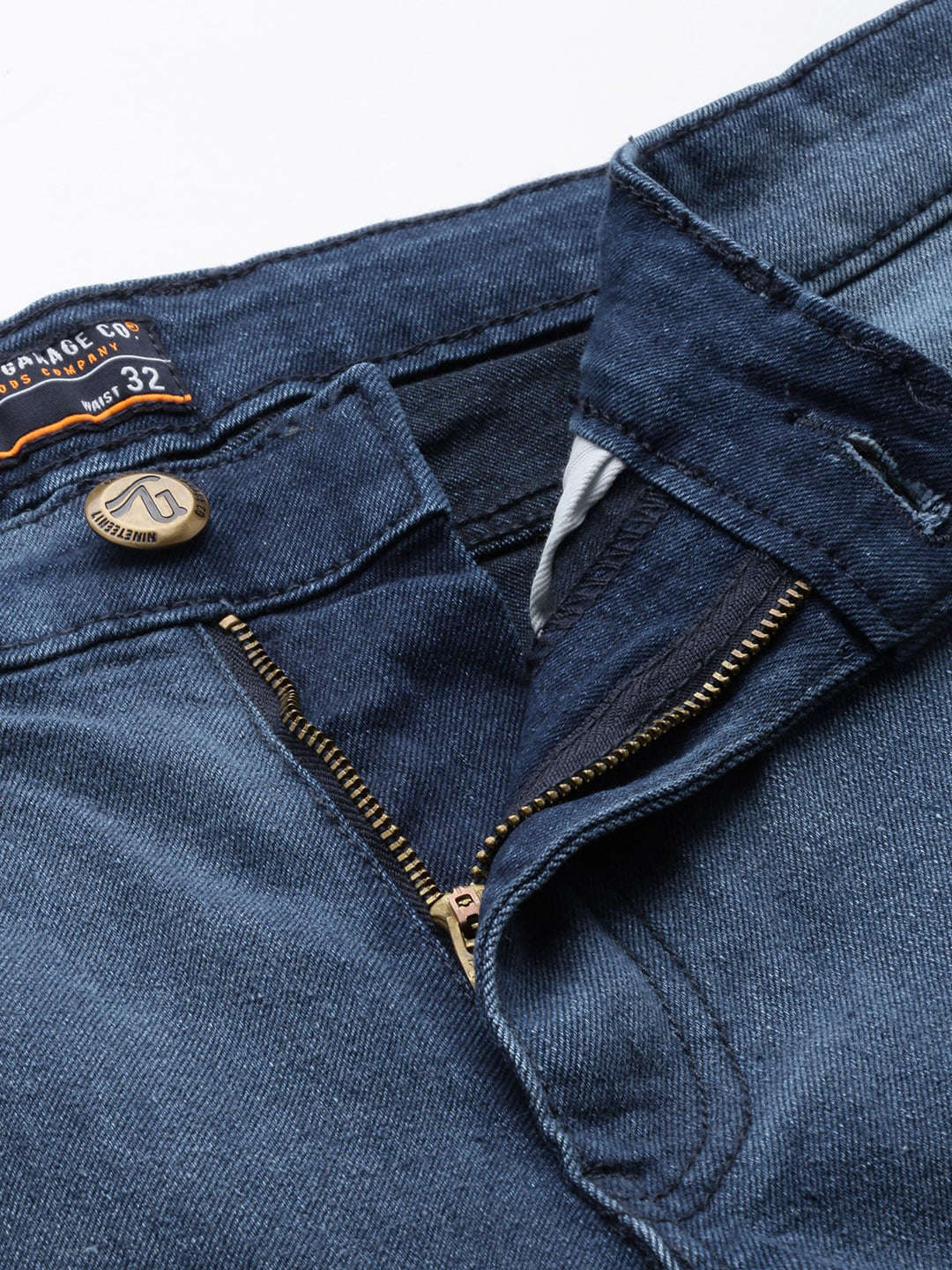 Men's Dark Blue Slim Fit Paint Splash Casual Jeans - Image 4