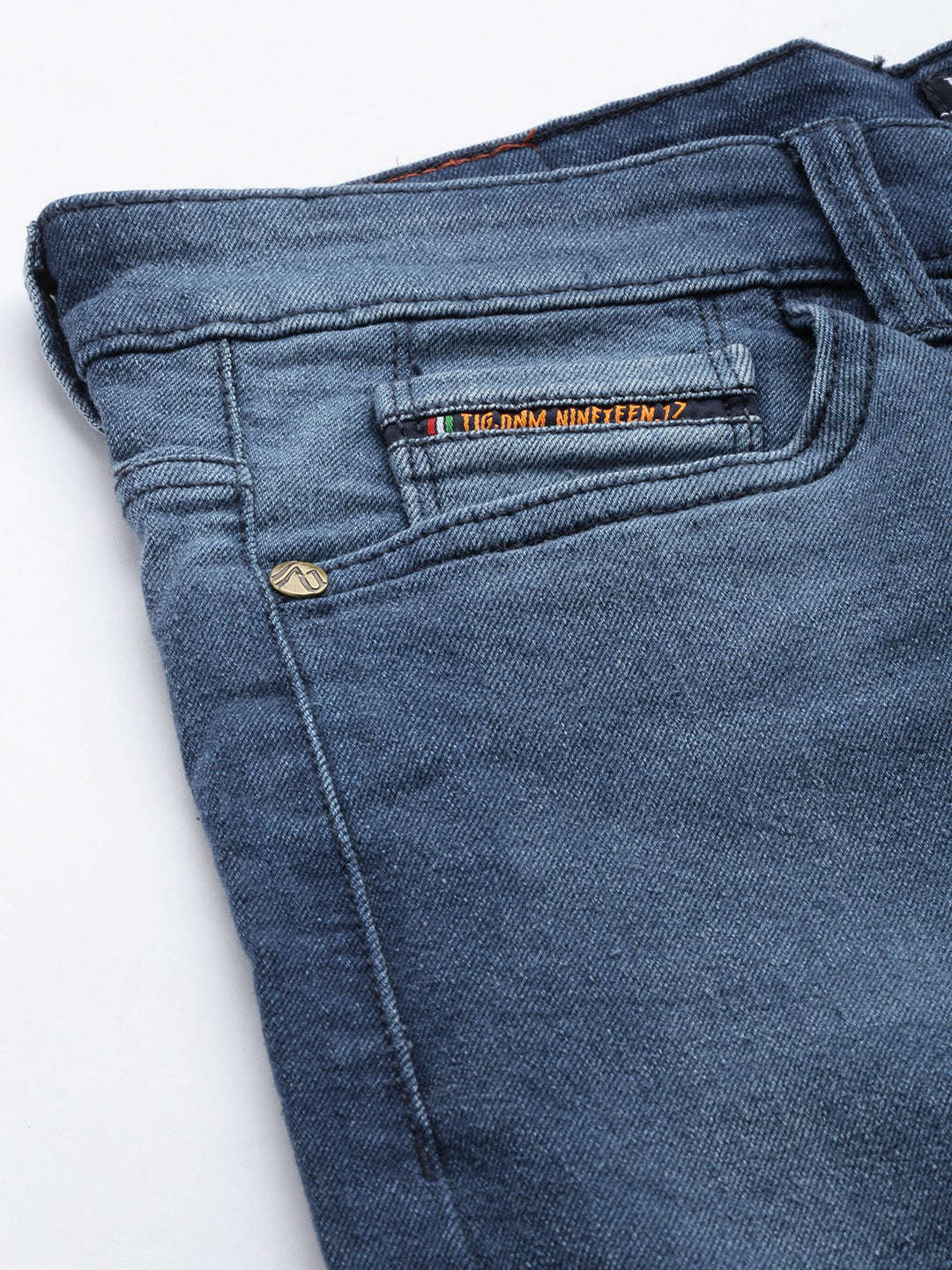 Men's Dark Blue Slim Fit Paint Splash Casual Jeans - Image 6
