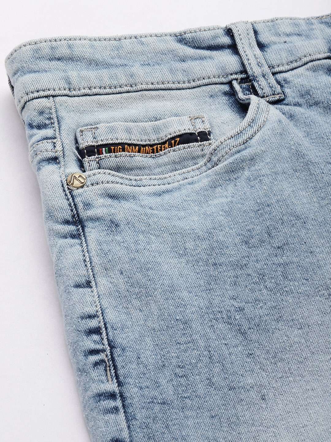 Men's Light Blue Slim Fit Solid Casual Jeans - Image 6