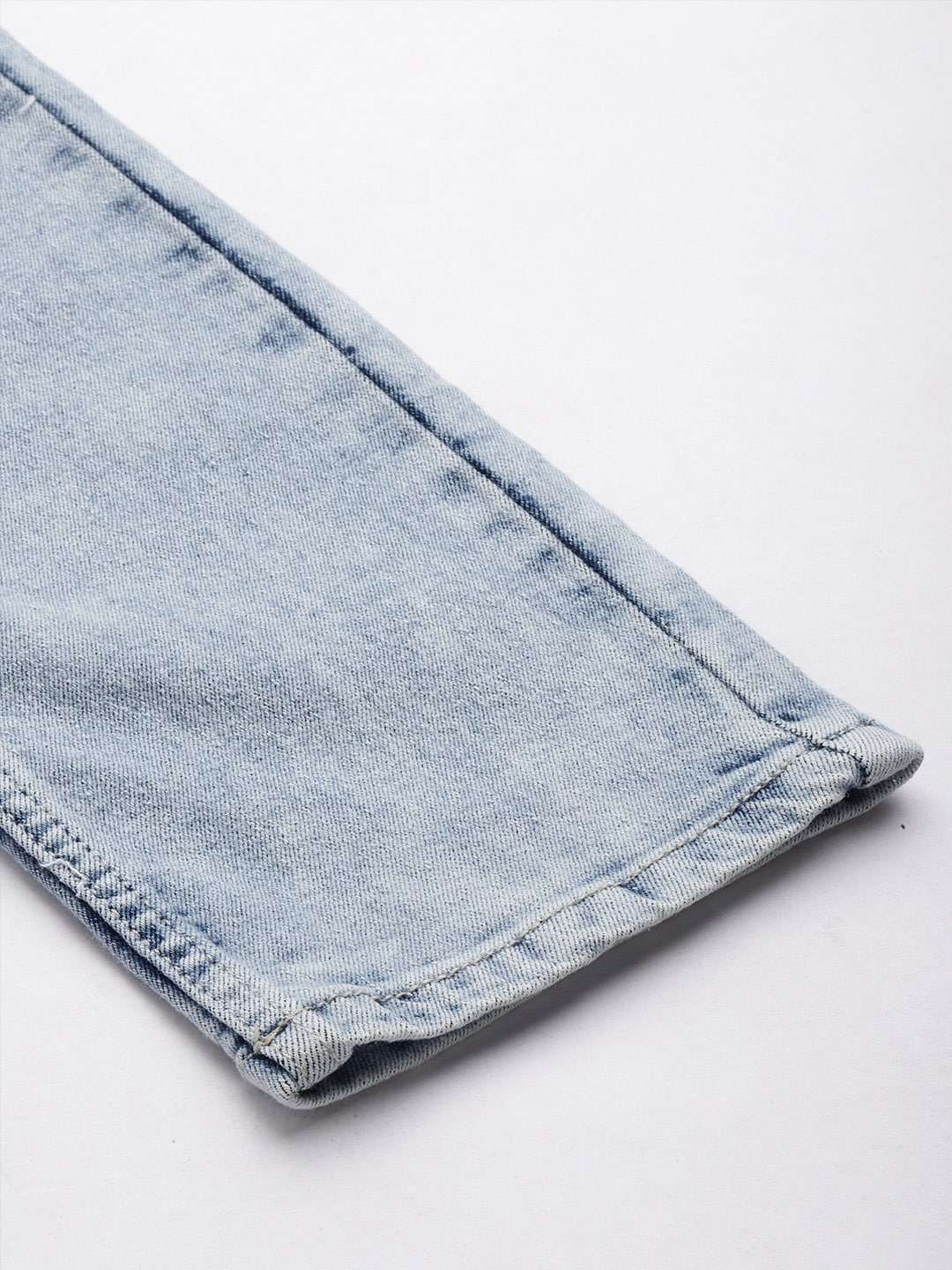 Men's Light Blue Slim Fit Solid Casual Jeans - Image 7