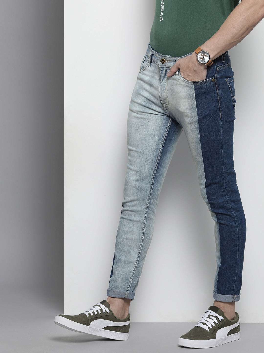 Men's Blue Slim Fit Solid Casual Jeans - Image 2