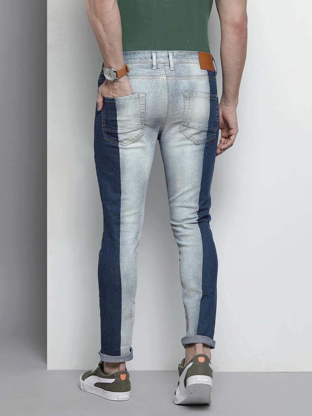 Men's Blue Slim Fit Solid Casual Jeans - Image 3