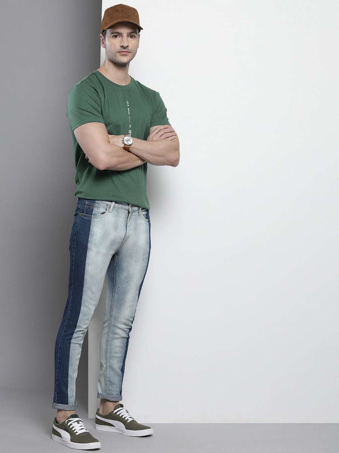 Men's Blue Slim Fit Solid Casual Jeans - Image 5