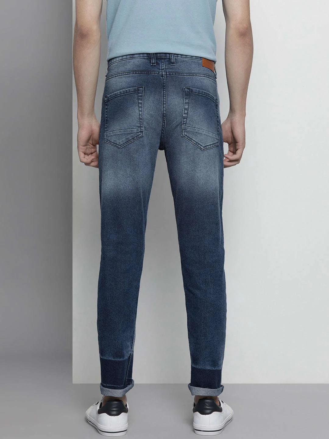 Men's Blue Slim Fit Solid Casual Jeans - Image 3