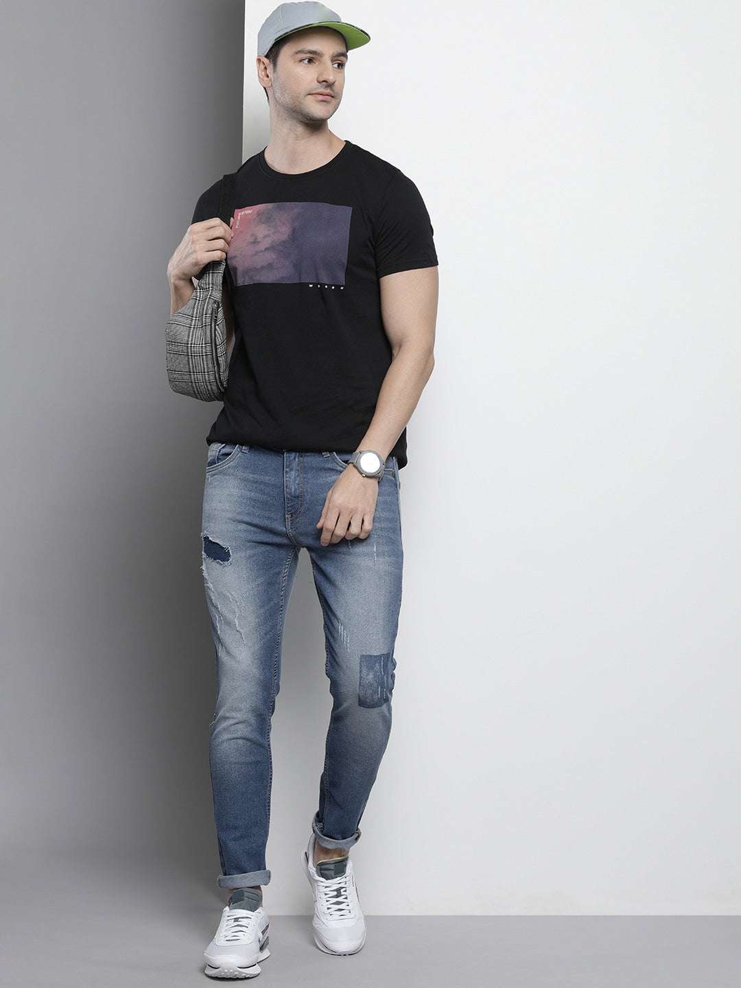 Men's Blue Slim Fit Solid Casual Jeans - Image 5