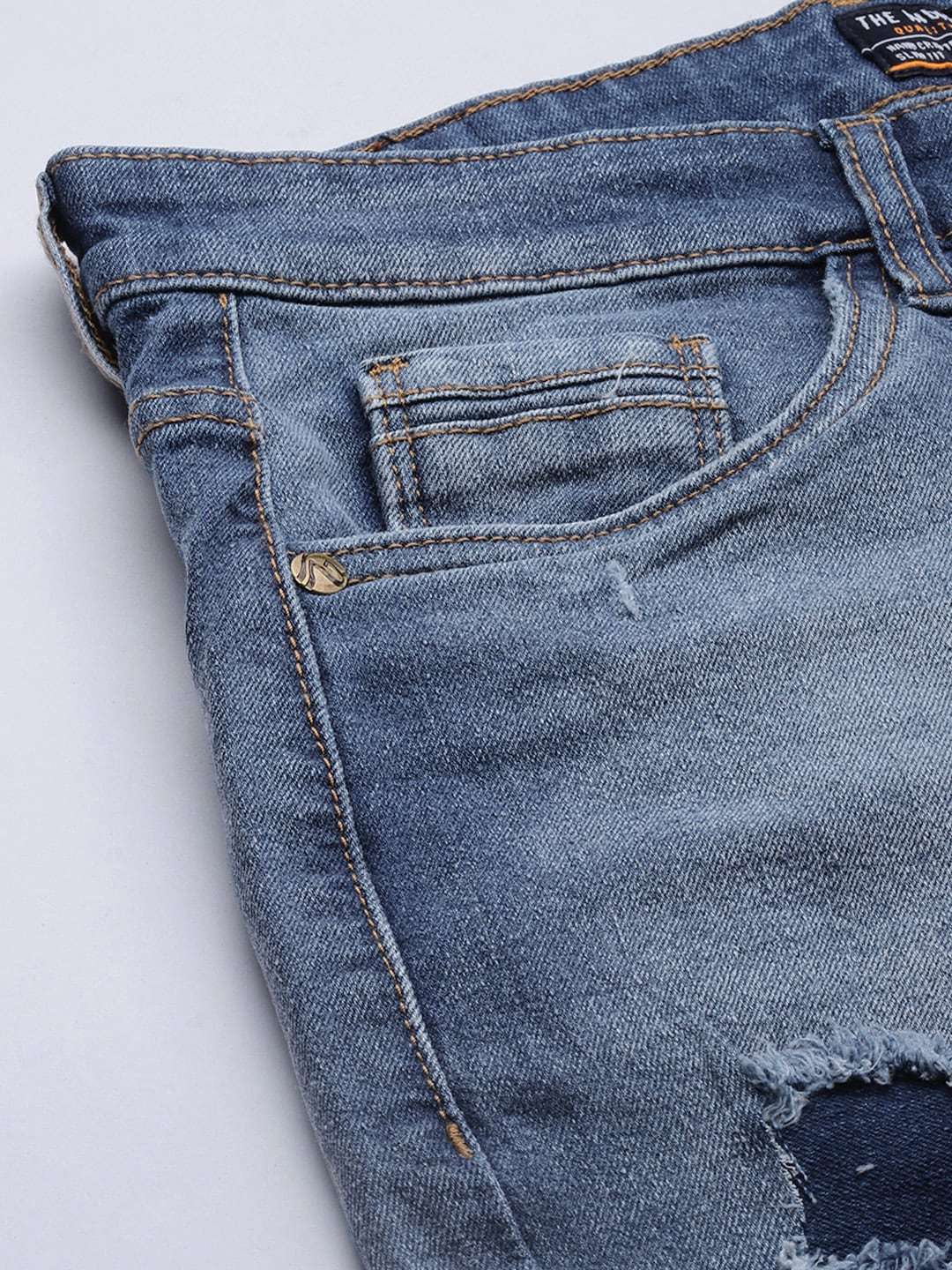 Men's Blue Slim Fit Solid Casual Jeans - Image 6