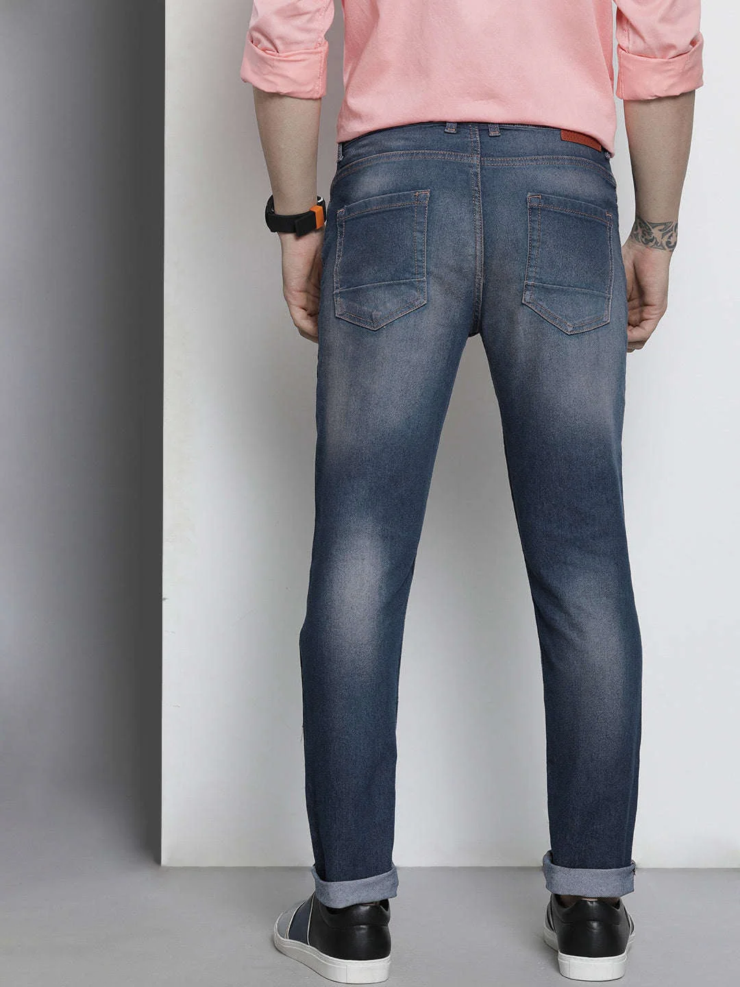 Men's Blue Slim Fit Solid Casual Jeans - Image 3