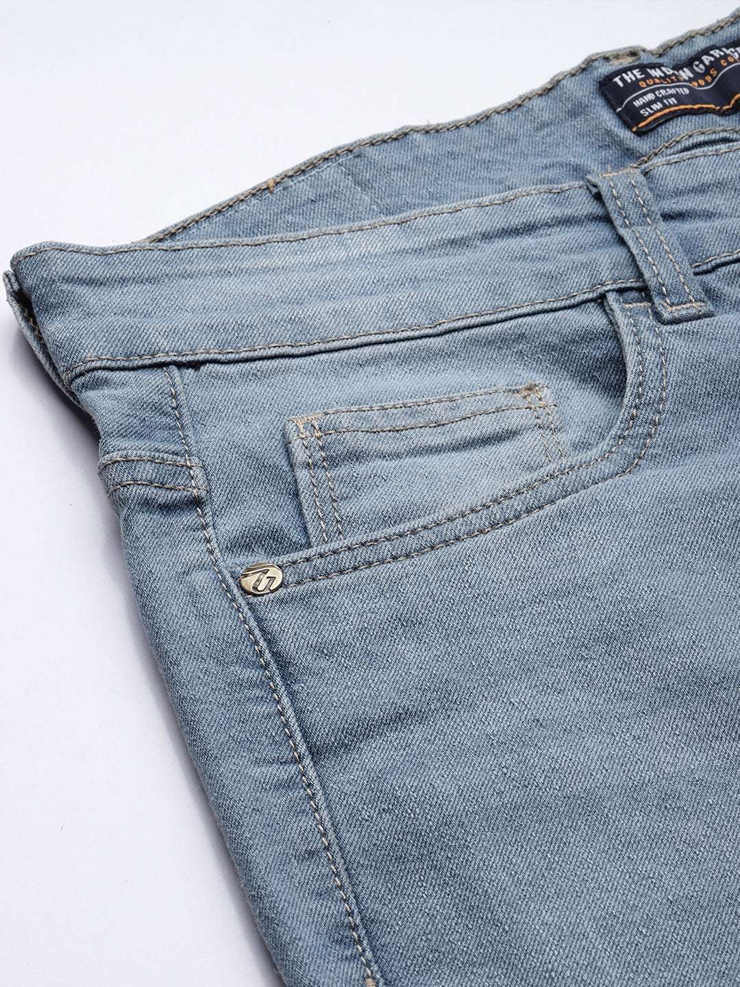 Men's Light Blue Slim Fit Solid Casual Jeans - Image 6