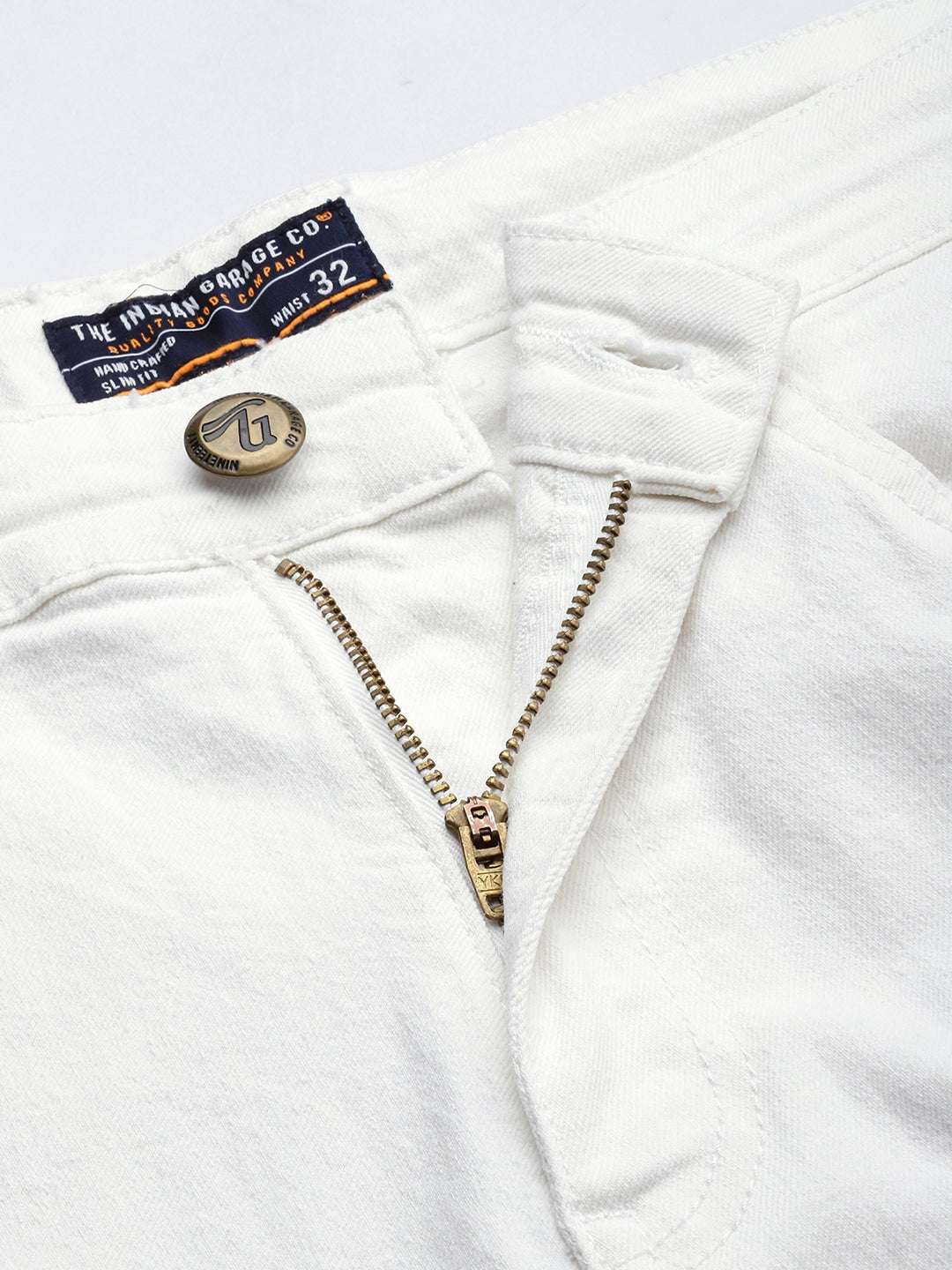 Men's White Slim Fit Solid Casual Jeans - Image 4