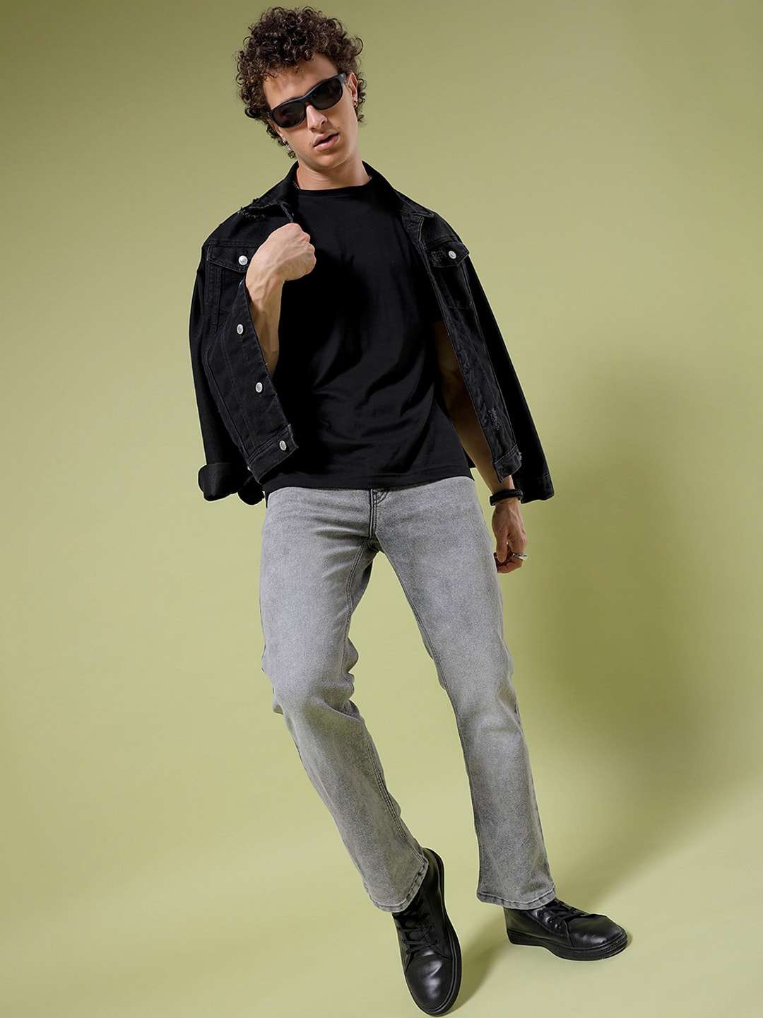 Men's Grey Bootcut Solid Mid-Rise Stretchable Jeans - Image 11