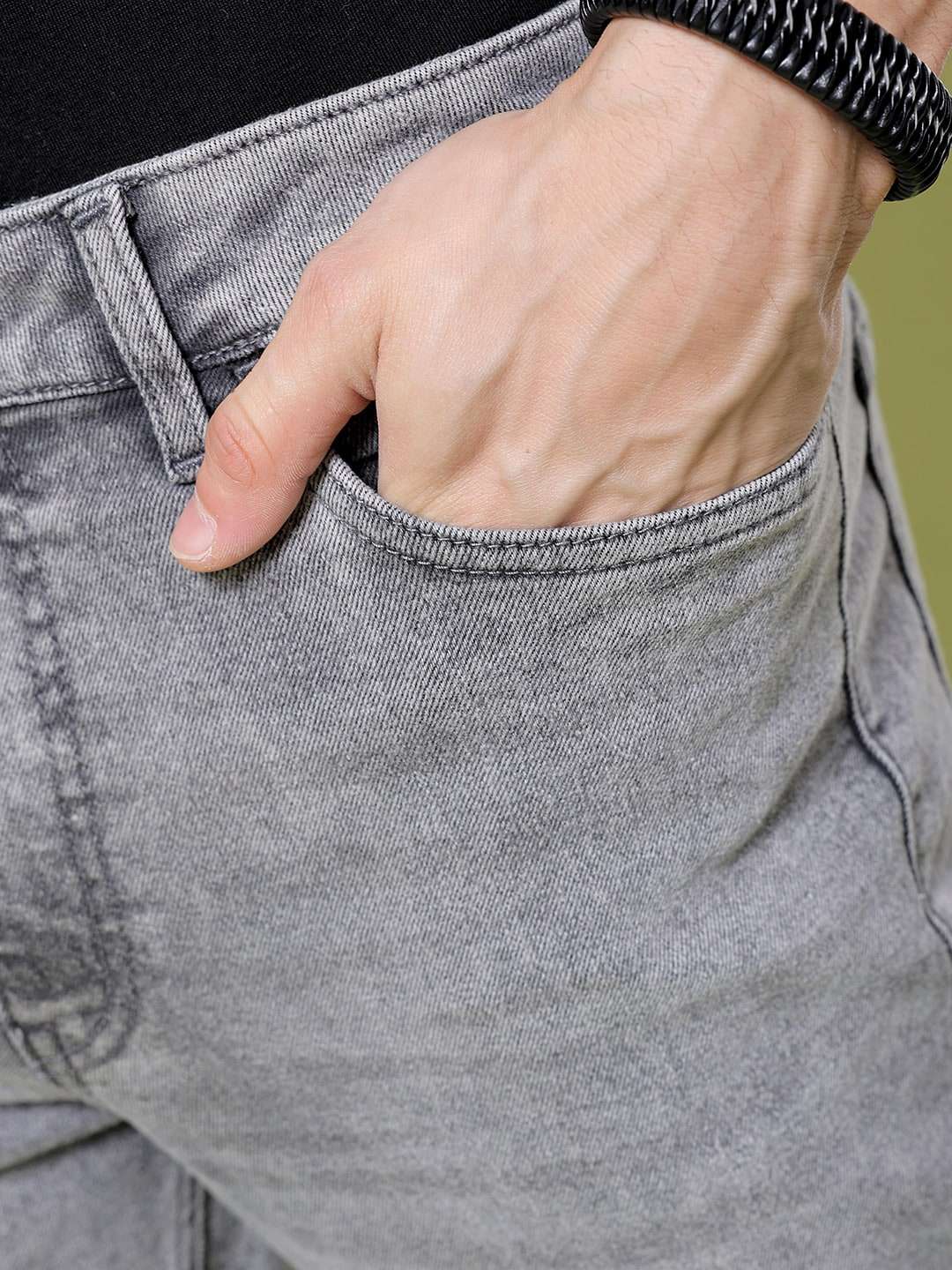 Men's Grey Bootcut Solid Mid-Rise Stretchable Jeans - Image 12