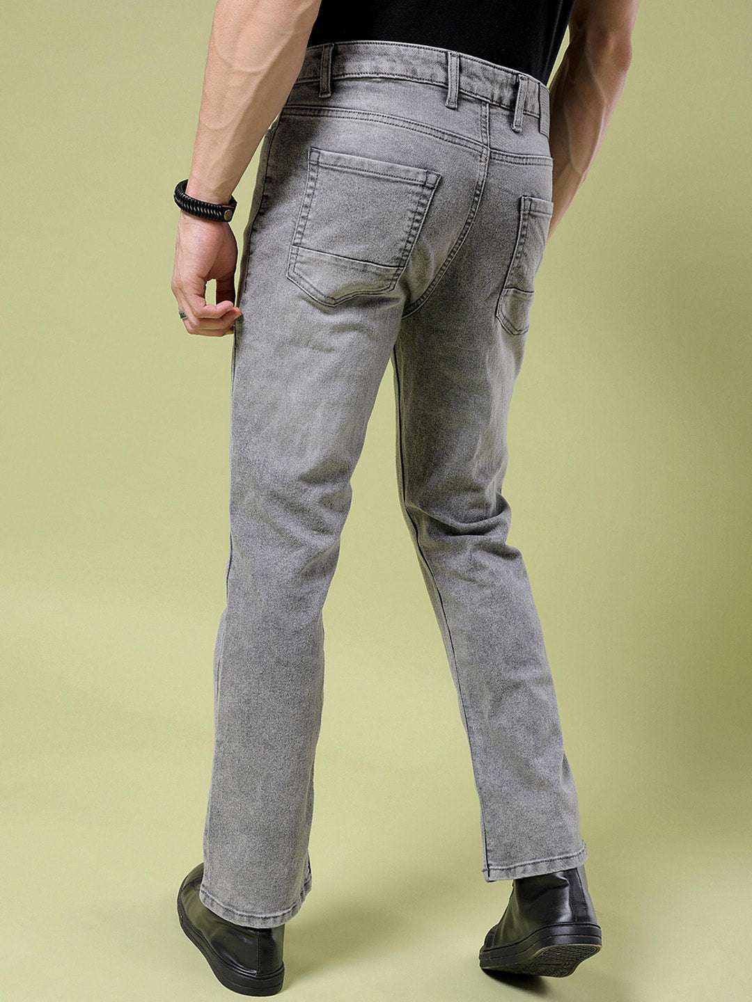 Men's Grey Bootcut Solid Mid-Rise Stretchable Jeans - Image 9