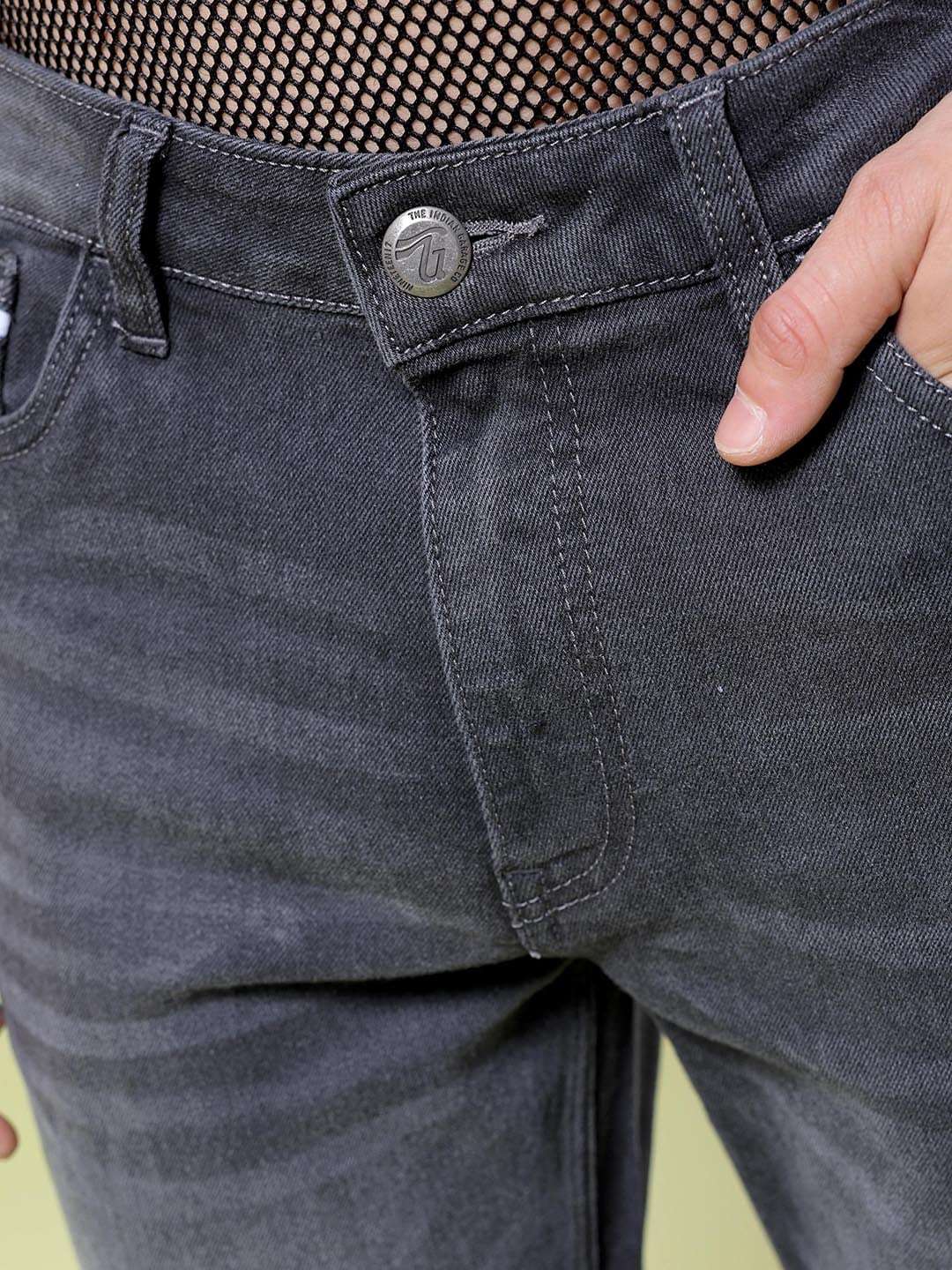 Men's Grey Bootcut Solid Mid-Rise Stretchable Jeans - Image 10