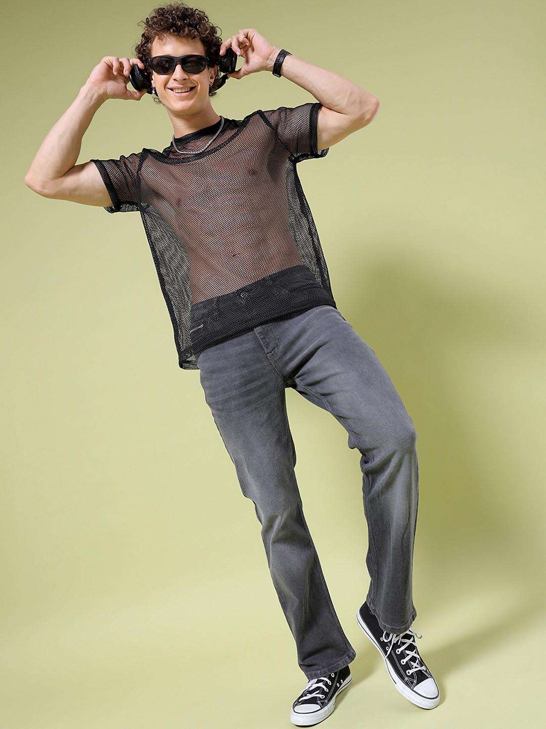 Men's Grey Bootcut Solid Mid-Rise Stretchable Jeans - Image 11