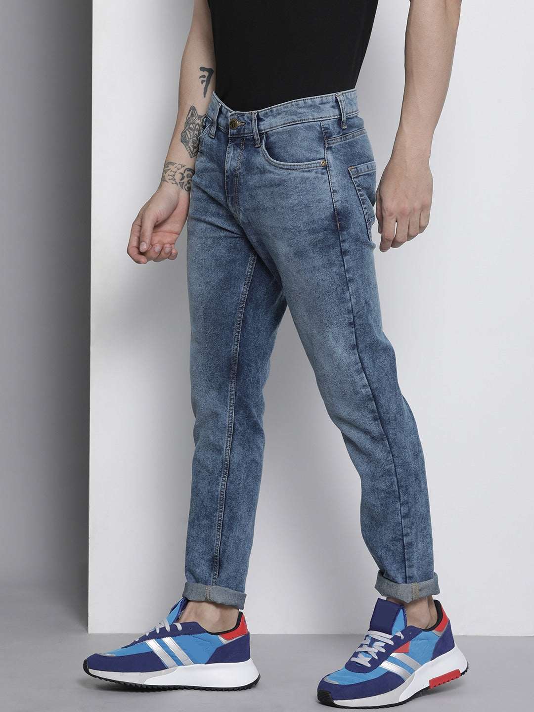 Men's Blue Slim Fit Solid Casual Jeans - Image 2