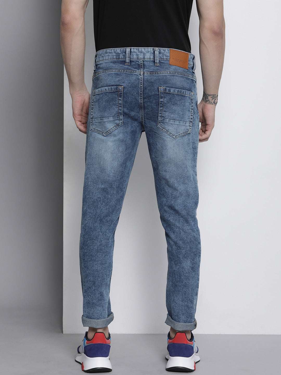 Men's Blue Slim Fit Solid Casual Jeans - Image 3