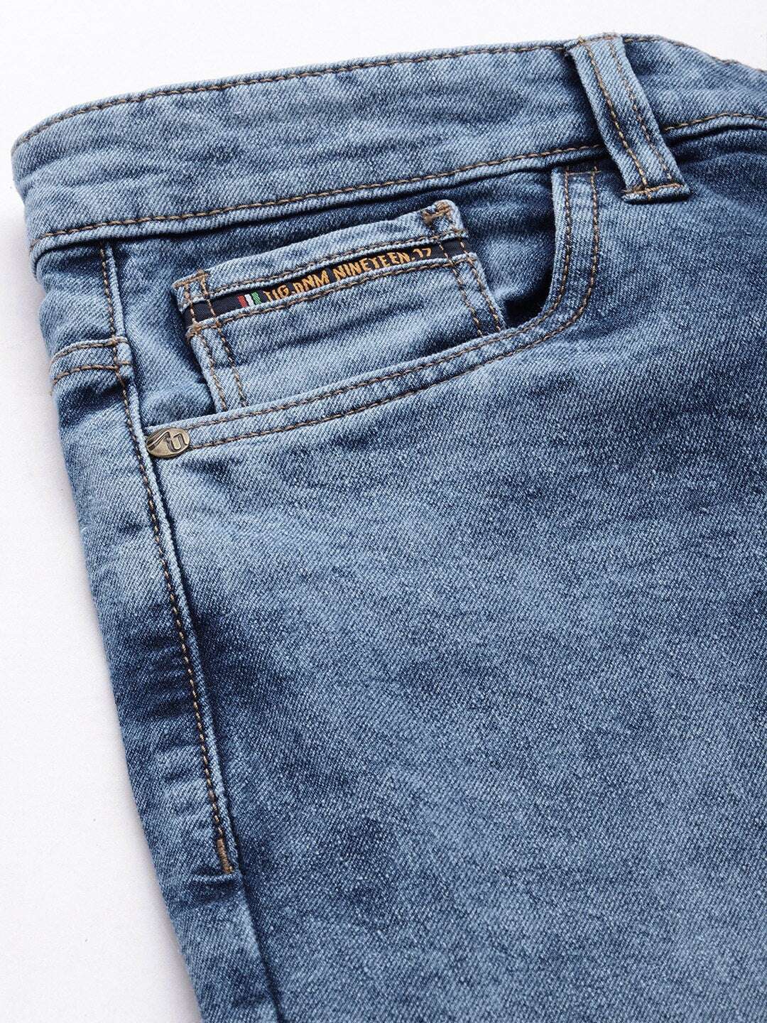Men's Blue Slim Fit Solid Casual Jeans - Image 6
