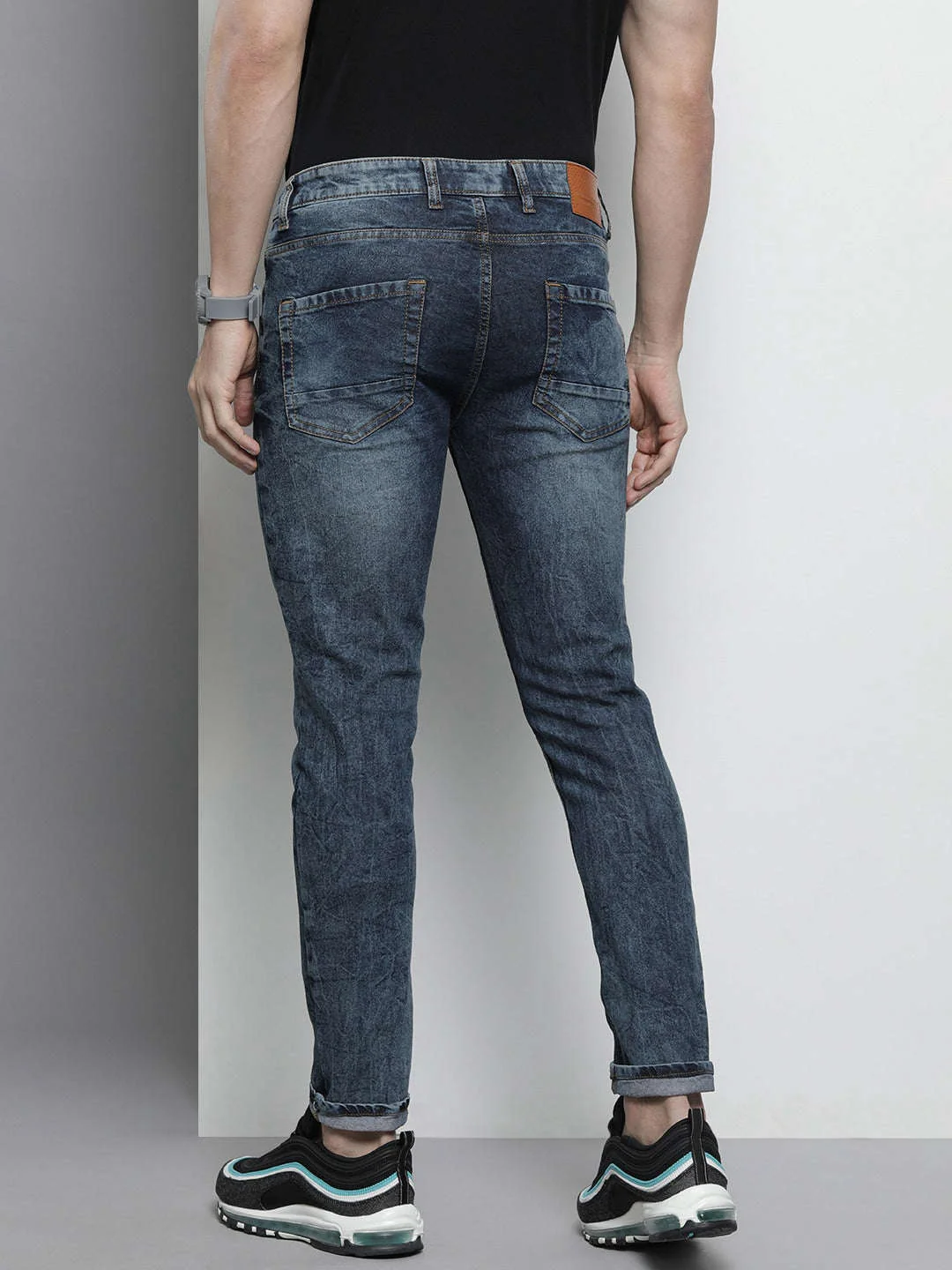 Men's Blue Slim Fit Badges Mid-Rise Stretchable Jeans - Image 3