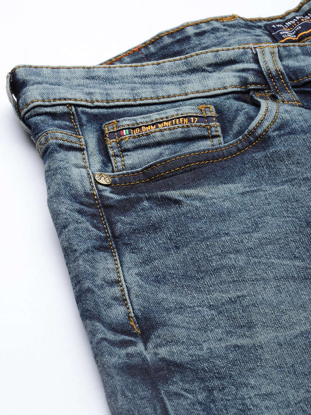 Men's Blue Slim Fit Badges Mid-Rise Stretchable Jeans - Image 6