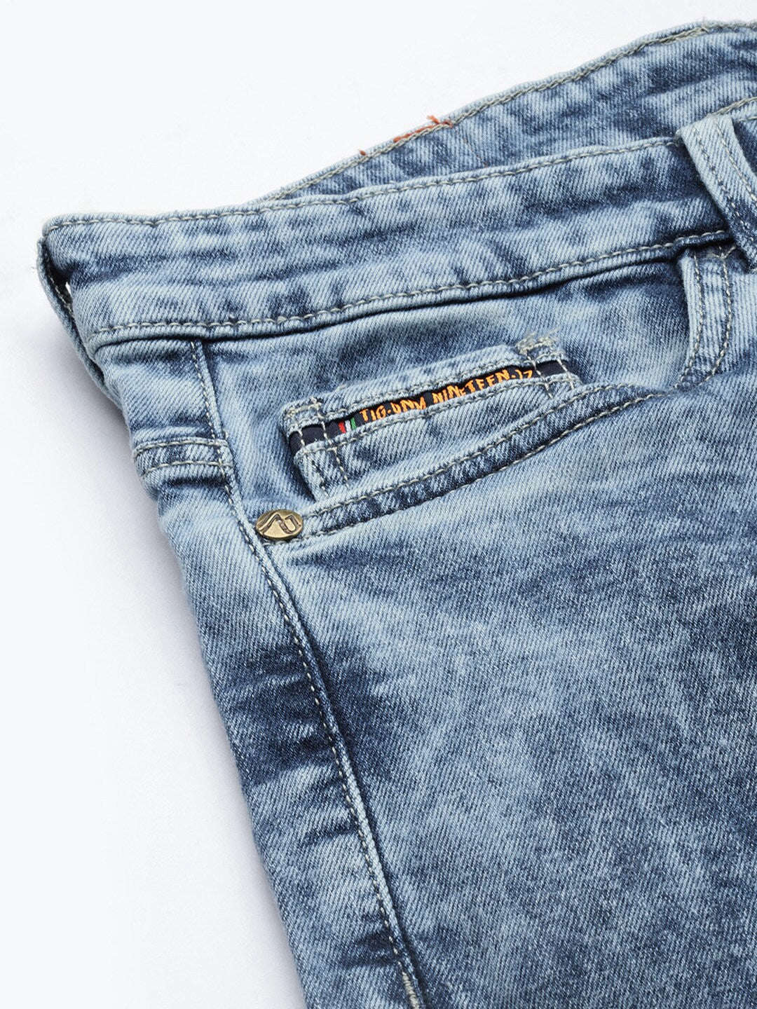 Men's Blue Slim Fit Solid Mid-Rise Stretchable Jeans - Image 6