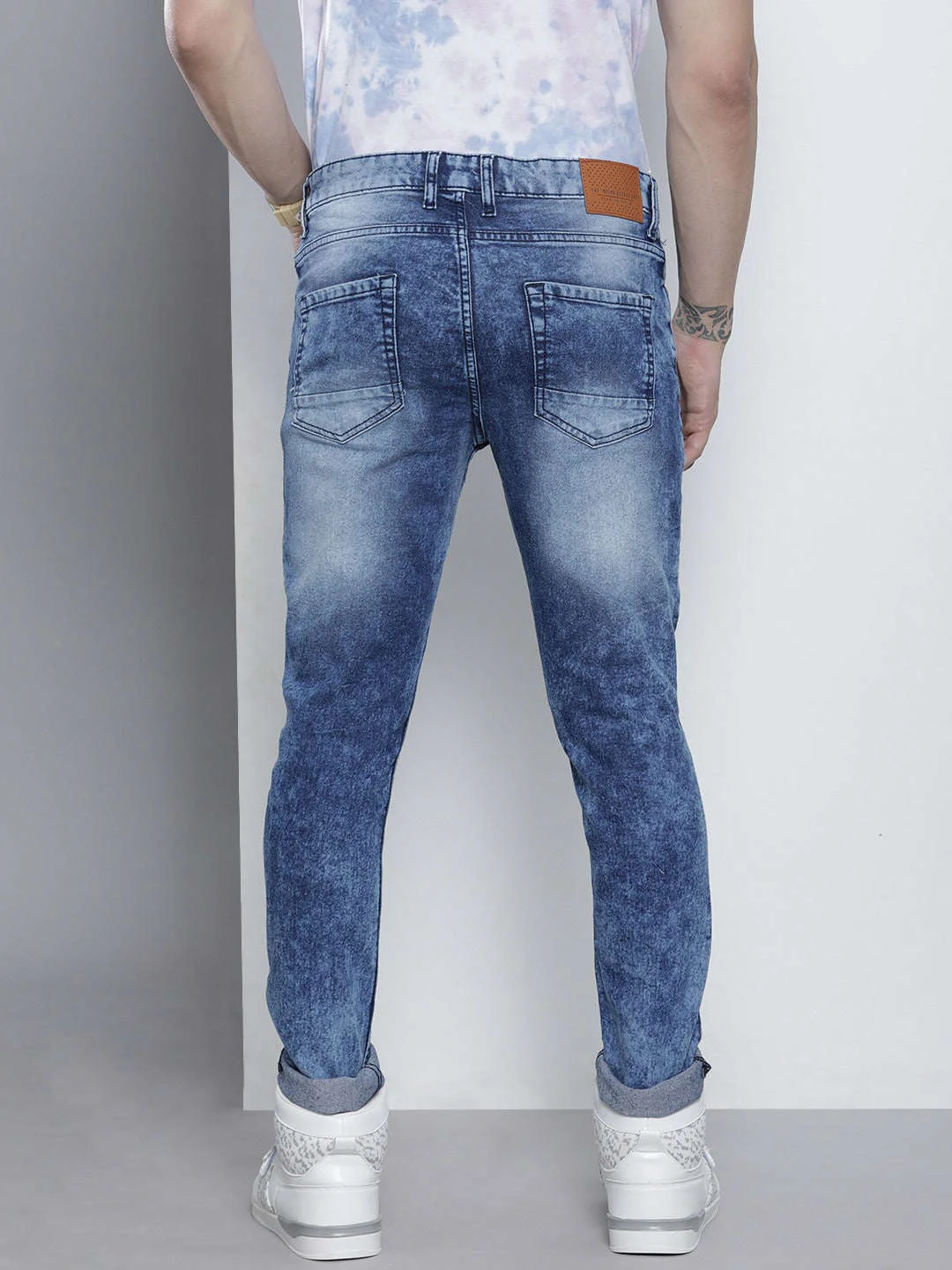 Men's Blue Slim Fit Solid Casual Jeans - Image 3
