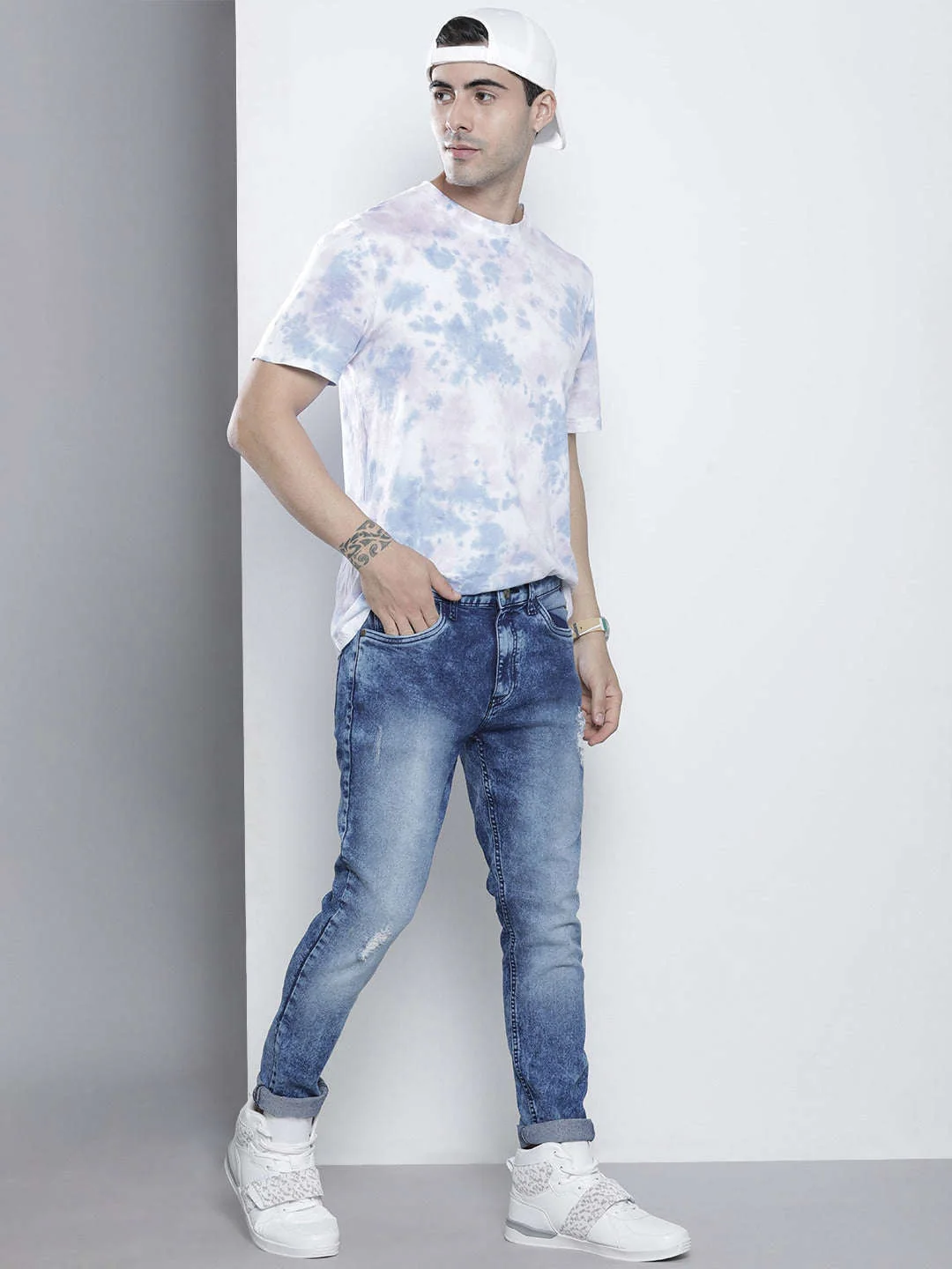 Men's Blue Slim Fit Solid Casual Jeans - Image 5