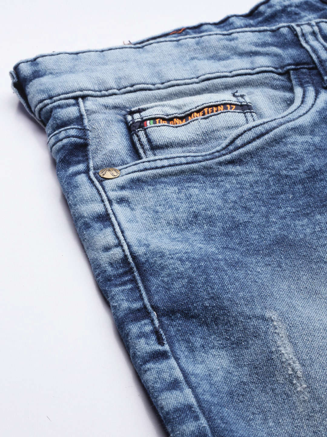 Men's Blue Slim Fit Solid Casual Jeans - Image 6