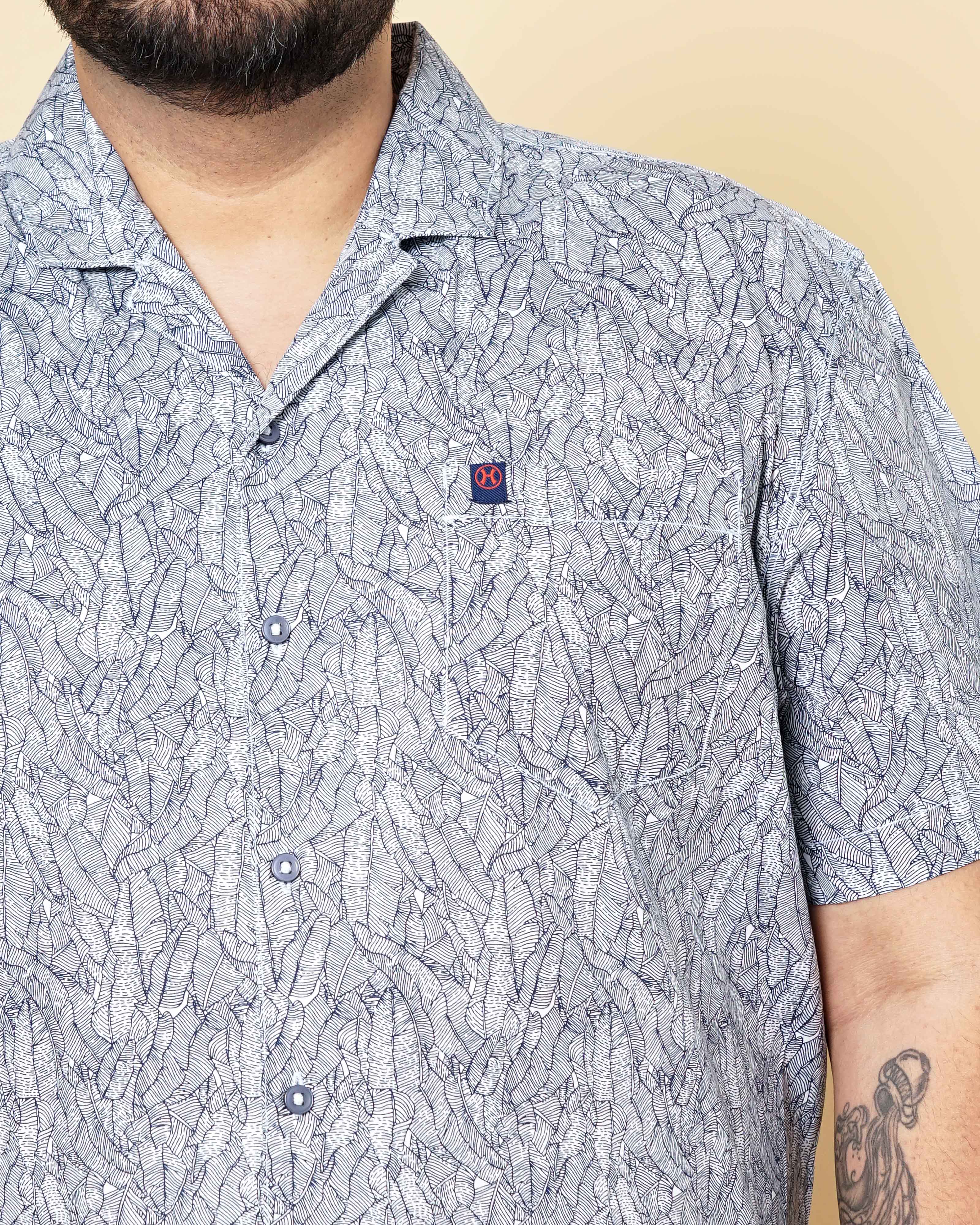 Men's Navy Blue Plus Size Geometric Printed Lounge Set - Image 5