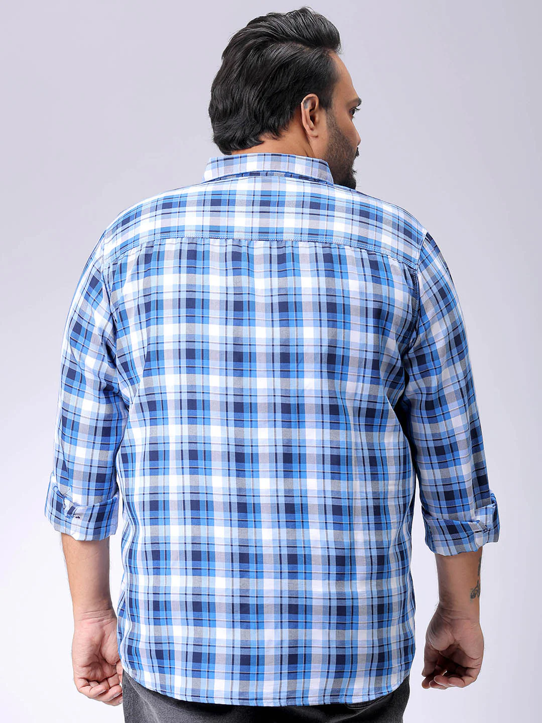 Men's Plus Size Checked Casual Shirt - Image 5