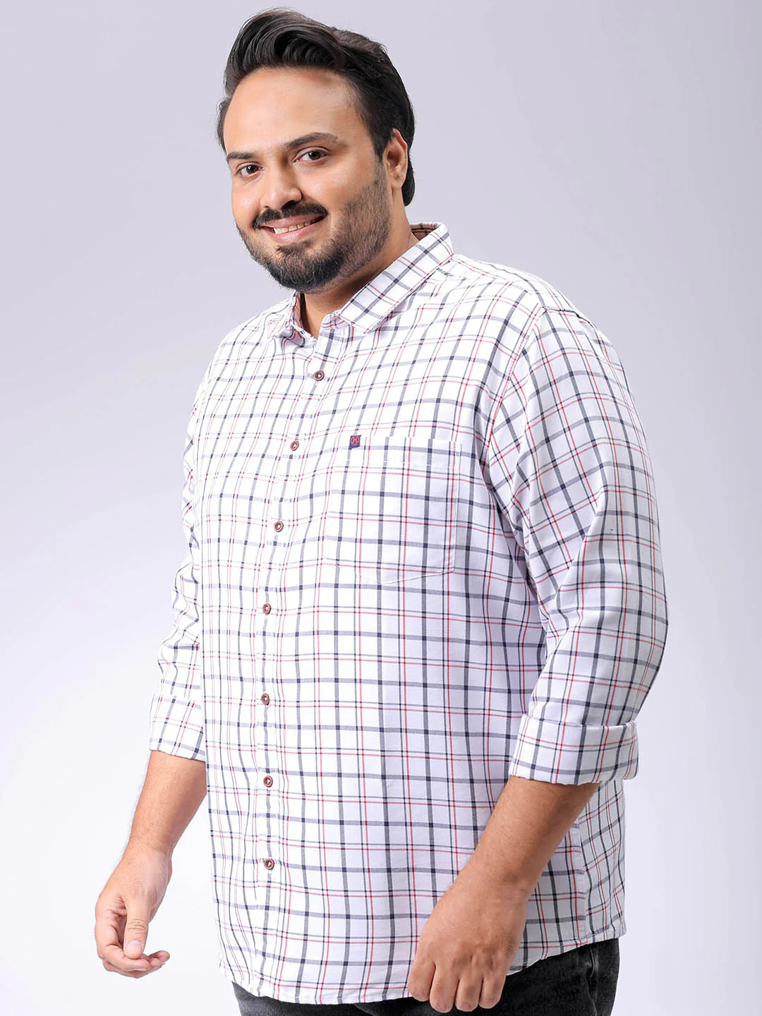 Men's Plus Size Checked Casual Shirt - Image 2