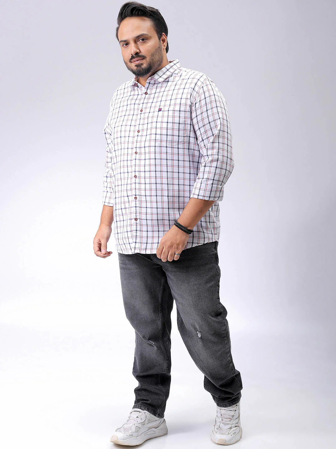 Men's Plus Size Checked Casual Shirt - Image 3