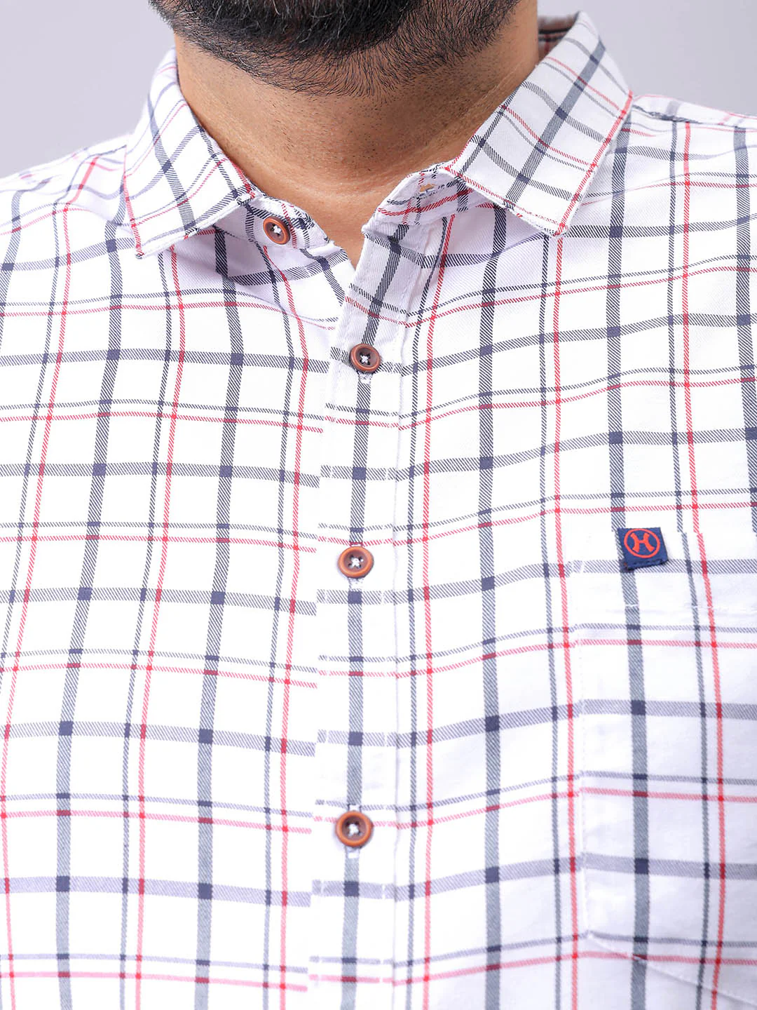 Men's Plus Size Checked Casual Shirt - Image 6