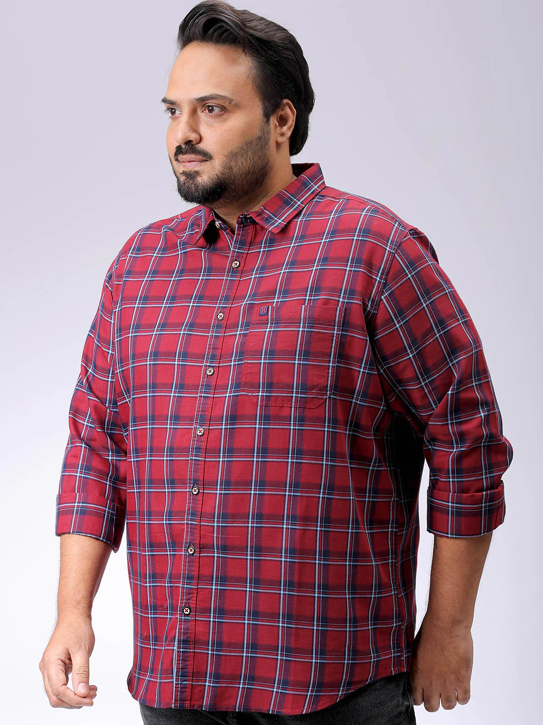 Men's Plus Size Checked Casual Shirt - Image 2